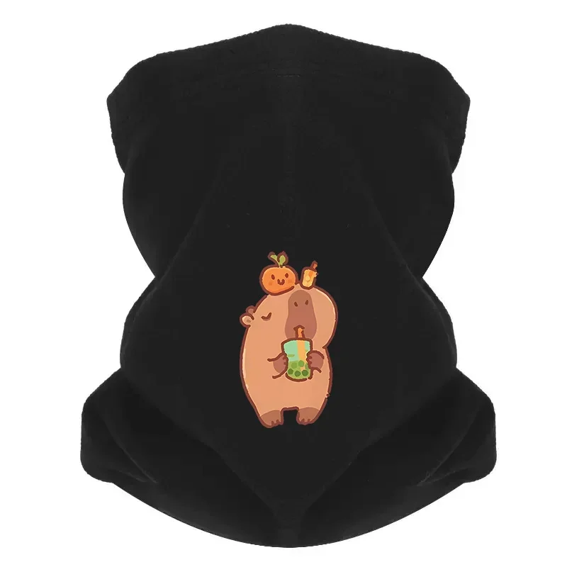 Capybara drinking boba orange juice Men Outdoor Scarf Mask Neck Gaiter Hat Women cap Headgear Windproof Keep Warm Winter Multifu