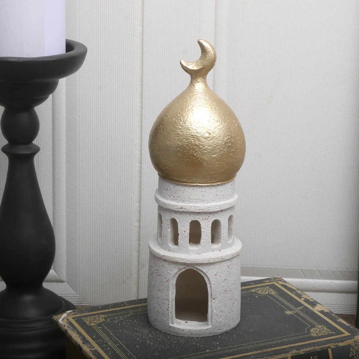 Golden Roof White Walls Sculpture Arabic Style Resin Castle Architectural Ornament Islamic Sculpture Home Decoration Gift