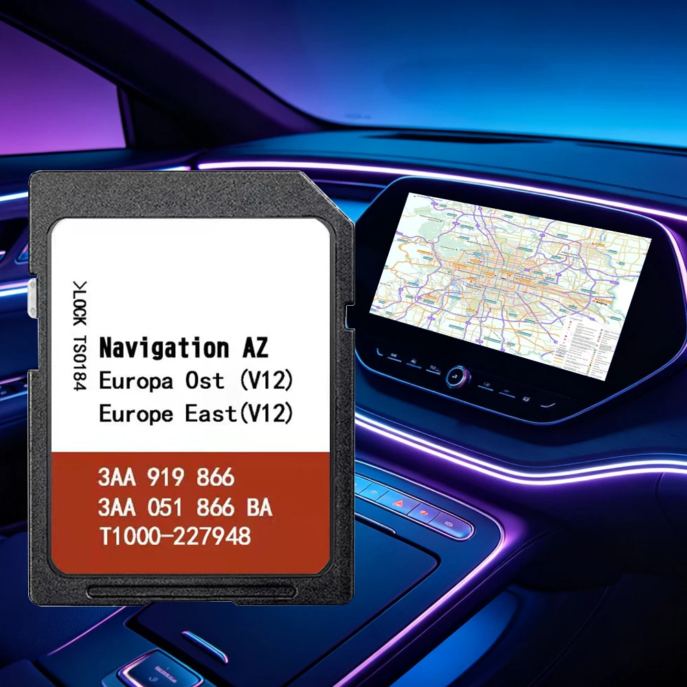 Scheda SD RNS315 Navigazione per VW Jetta Caddy Golf 6 Tiguan Sharan Aggiornamento Auto Mappa Europa Orientale OST V12 2021 Sat Nav 3AA051866BA
