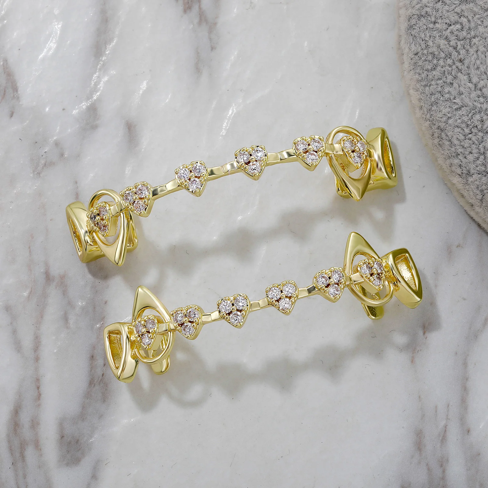 TOPGRILLZ  Hollow Heart Fang Grillz Set Micro Pave CZ Top Bottom Bar Lightweight Y2K Couple Grills Men Women - view 3