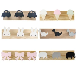 Children's Coat Rack Cartoon Wooden Decorative Wall Hook Girls Boys Bedroom Decorations Self-adhesive Hooks for Hanging Nursery