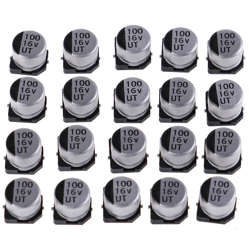 20 Pcs SMD Electrolytic Capacitors With Specifications Of 6*5 Mm 16V 100uF