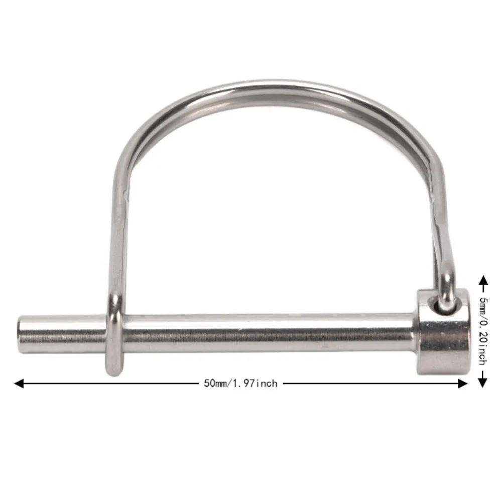 2PCS 304 Stainless Steel Safety Coupler Pin Silver Universal Trailer Coupler Pin Heavy Duty D Type Shape Shaft Locking Pin