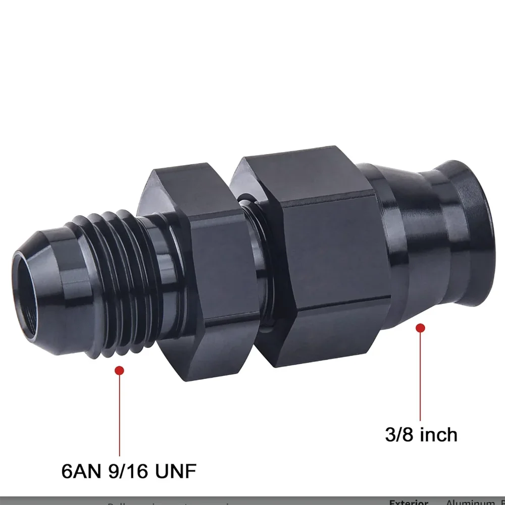 6AN adaptor fiting kompresi garis keras 3/8 inci 5/16 "Pria Hitam aluminium