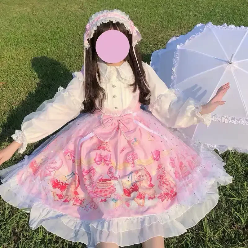 Lolita vestido de tirantes para niños, ropa rosa, dulce y lindo, Kawaii, productos de alta calidad para niñas de 6 a 14 años