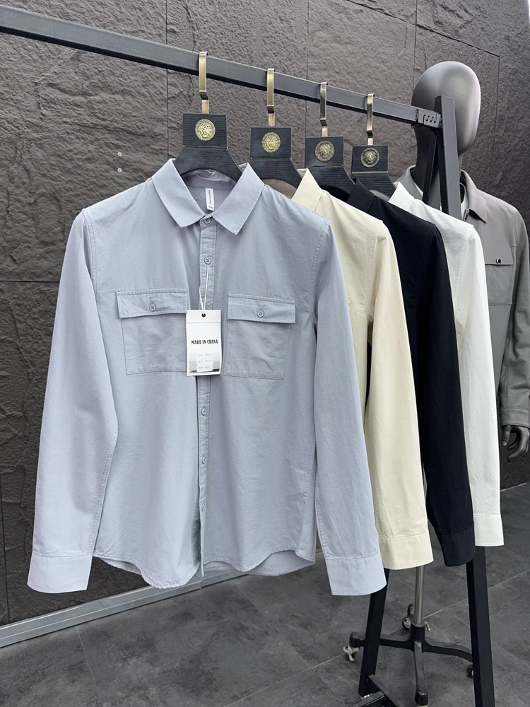 

Svip Cabinet 49900 Cotton Spring Casual Long Sve irt Men's Pure Color Breathable Faion ket Leisure irt