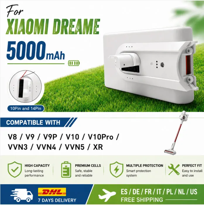 Batterie Li-ion de remplacement haute qualité pour aspirateur sans fil Dreame V8 V9 V9P V10 XR VVN3 VVN4 – Pièces détachées – Entrepôt Pologne
