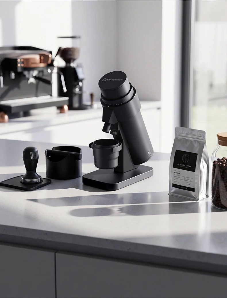STARSEEKER EDGE PLUS Electric Coffee Grinder 63MM Titanium Burr Stepless Fineness Adjustment Removable Magnetic Suction Port