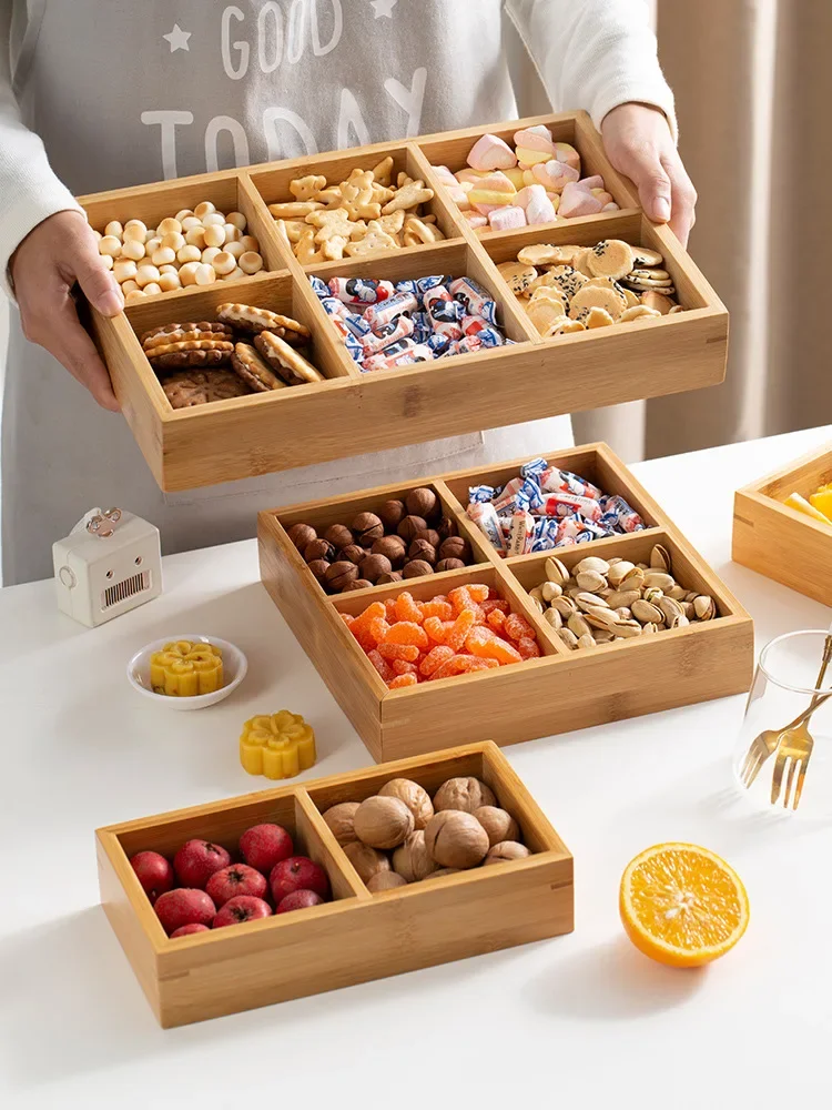 

Stove boiling tea tray, fruit snack fruit tray, dim sum tray, four-square grid, wooden nine-grid dry fruit can be customiz