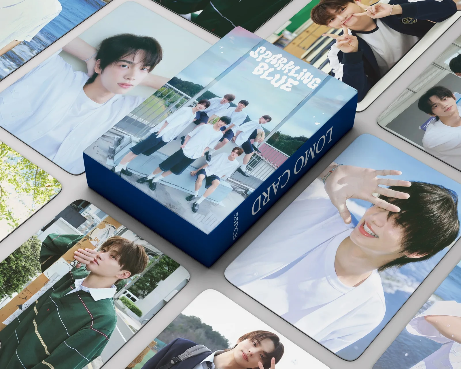 55Pcs/Set Kpop Idol TWS Lomo Cards Photocards New Album Sparkling Blue HD Print Card Poster Sticker Boy Group Fans Gifts