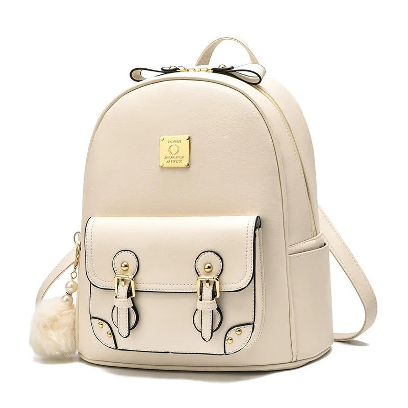 

Korean Fashion Women's Rucksack Casual Commuter Mini Backpack Teenage Girls Kawaii Backpack Senior Soft PU Two-shoulder Bag
