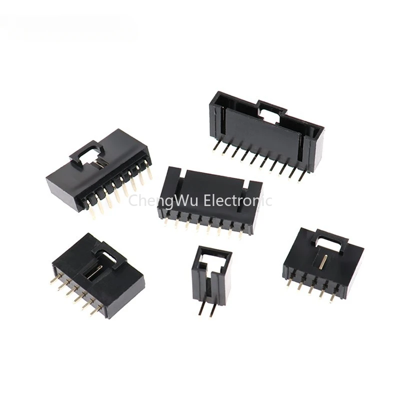 10pcs MX2.54 Dupont Connector 2/3/4/5/6Pin with Belt Buckle Single Row 2.54mm Straight Pin Header Curved Pin Header