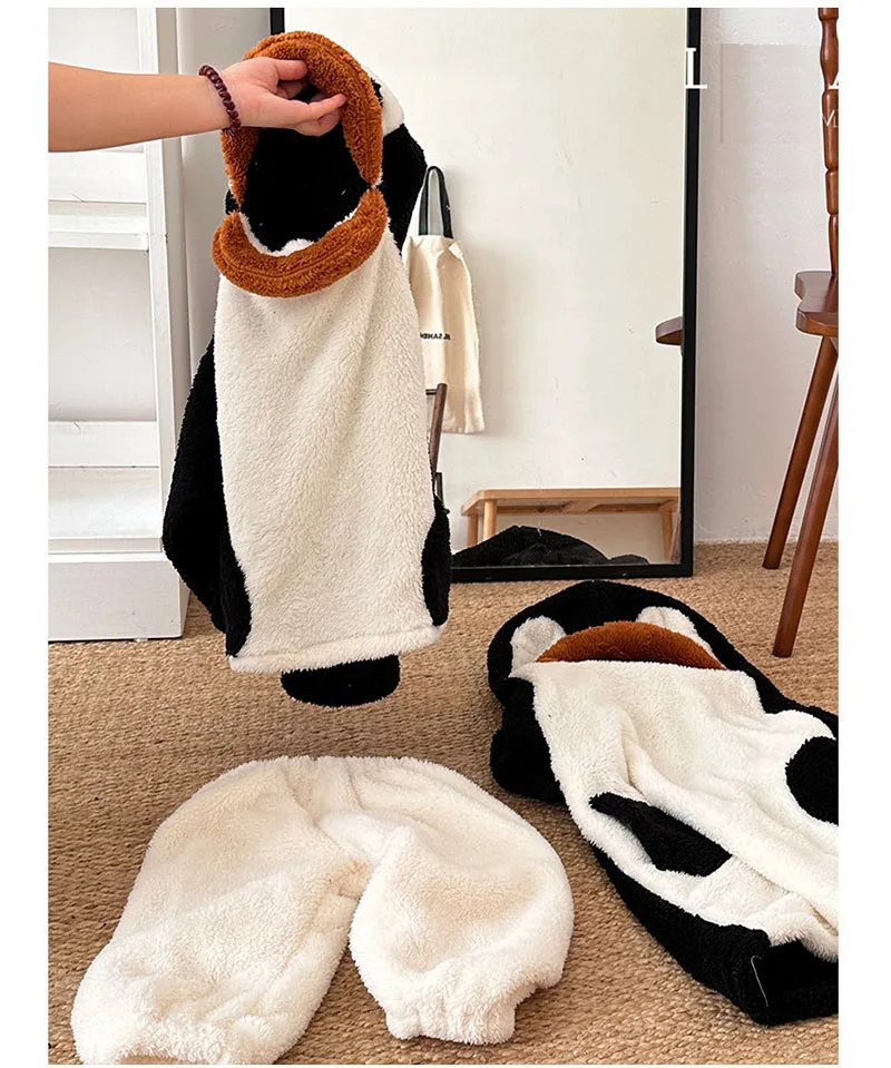 children\'s fleece home wear set New penguin plush suit Baby winter warm double-faced plush home wear set