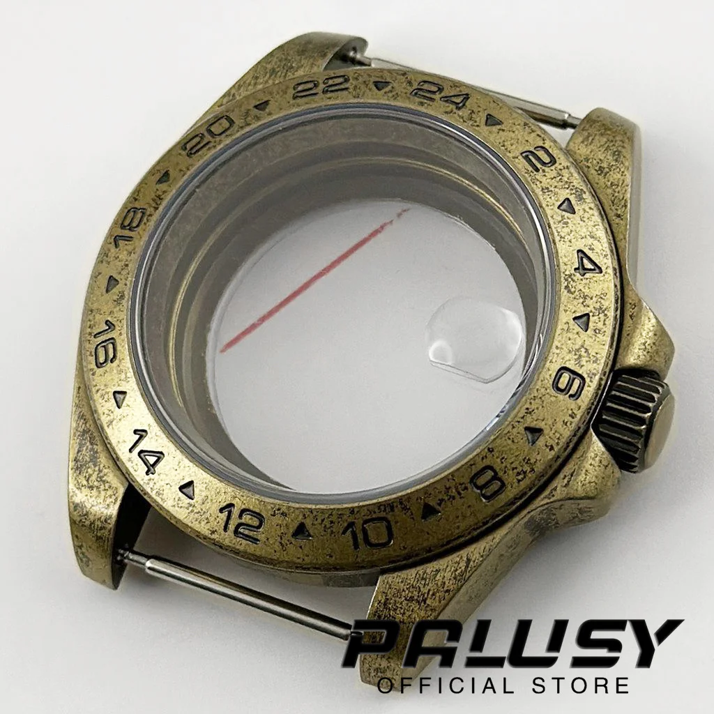 NH35 Retro 40mm 24 Hour GMT Explorer Steel Bezel Sapphire Glass Watch Case for NH34 NH35 NH36 NH38 ETA2824 PT5000 Movement