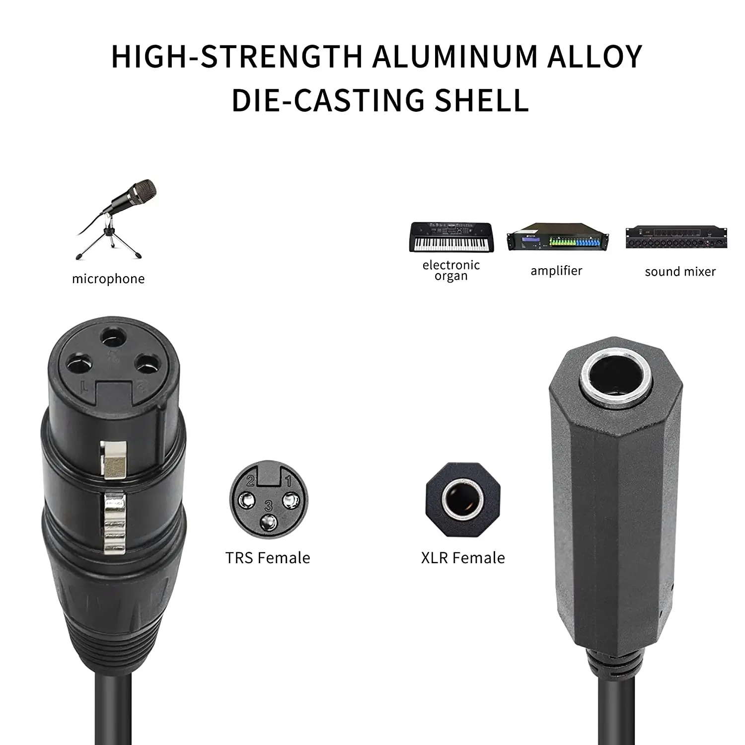 1 قطعة XLR 3 دبوس أنثى إلى TRS 6.35 مللي متر 1/4 "أنثى التوازن محول موصل الصوت ربط تحويل كابل الربط