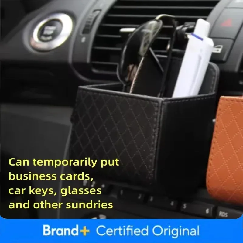 Car Air Vent Clip Leather Storage Bag Mobile Phone Earphone Key Glasses High Quality Storage Holder Use For Home/Office Amagi