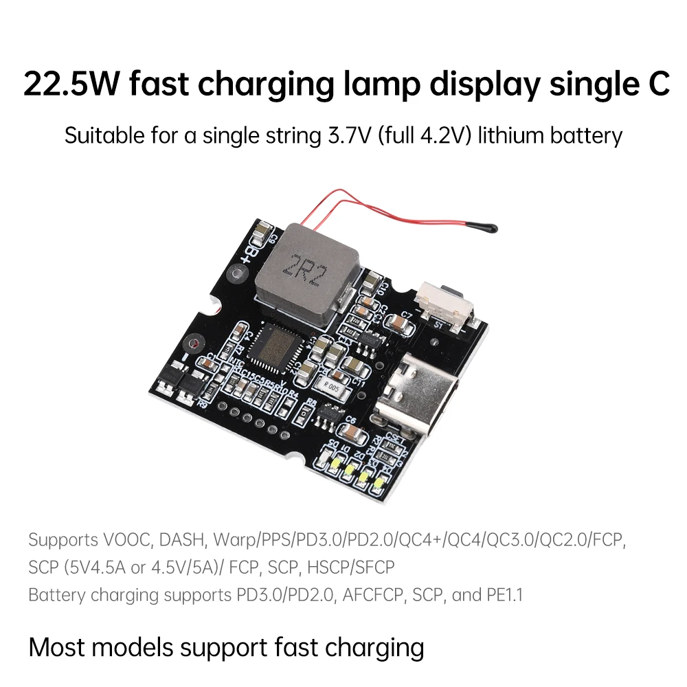 22.5W PD/QC Bidirectional Fast Charging Mobile Power Module Charging Battery DIY Motherboard  for 18650 21700 Lithium Battery