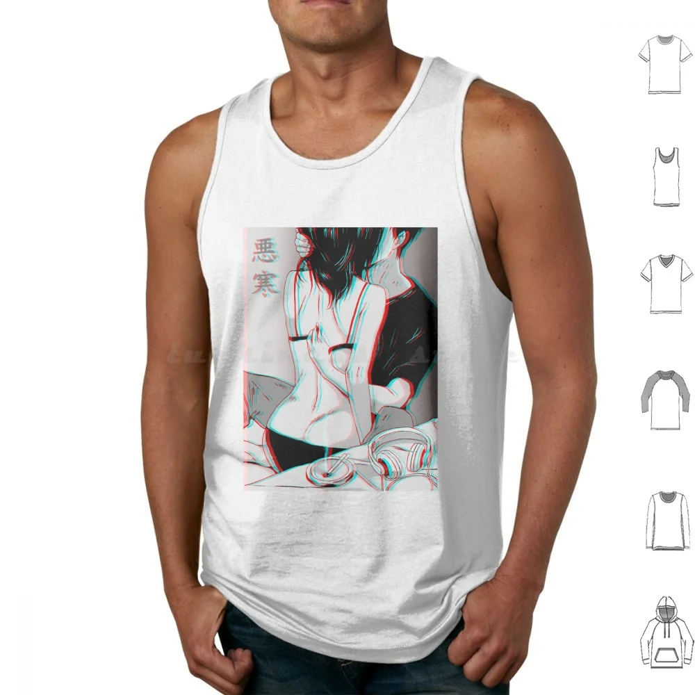 Chill Lofi Love Glitch Version Tank Tops Print Cotton Love Lofi Lo Fi Music Beat Chill Vaporwave Wave Glitch