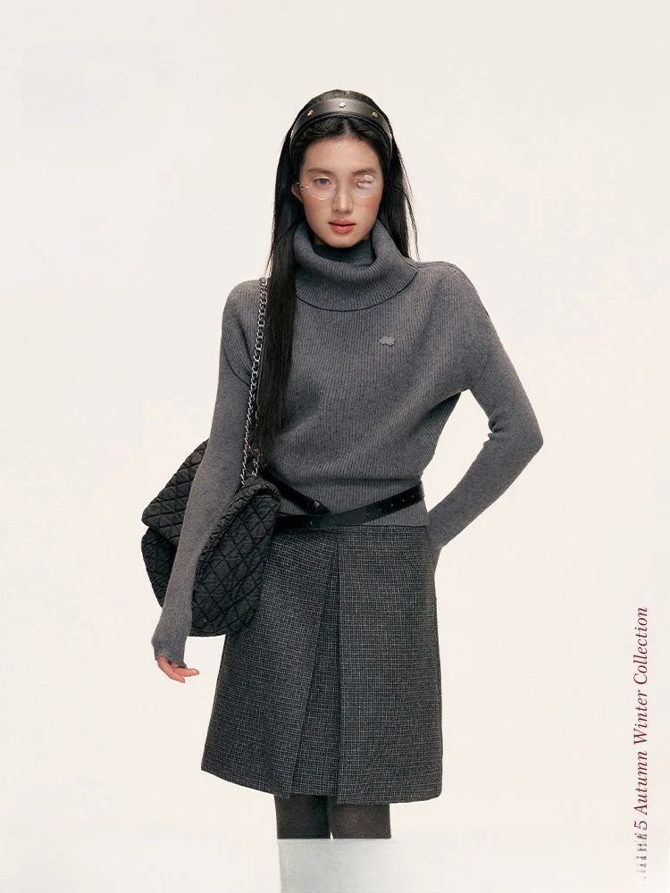 

Liilou Geeks Chic Modal Yarn High Collar Long Sve Two-Piece Knitted Sweater Ele Sle Ciwalk Suitable for Young Women