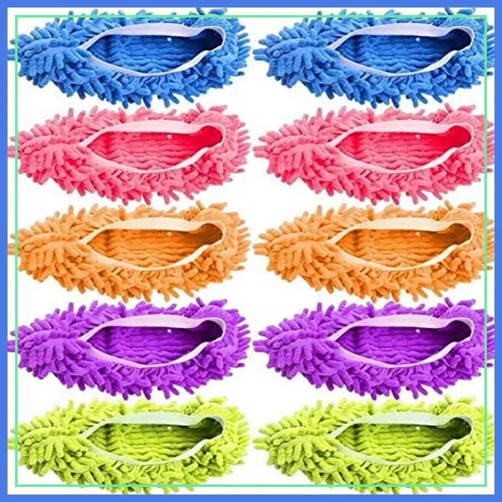

Microfiber Mop Slippers 5 Pairs (10 Pieces) - Floor Cleaning Shoes, Washable Reusable Socks for Home
