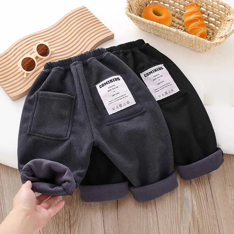 

Winter Boys Plush Pants New Kids Thick Warm Sports Trousers Baby Fleece Line Casual Sweatpants Children Clothes 2-8 Years