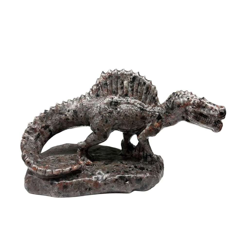 Custom Natural Yooperlite Spinosaurus Figurine - 14cm Hand-Carved Gemstone Dinosaur Statue Healing Crystal Decor