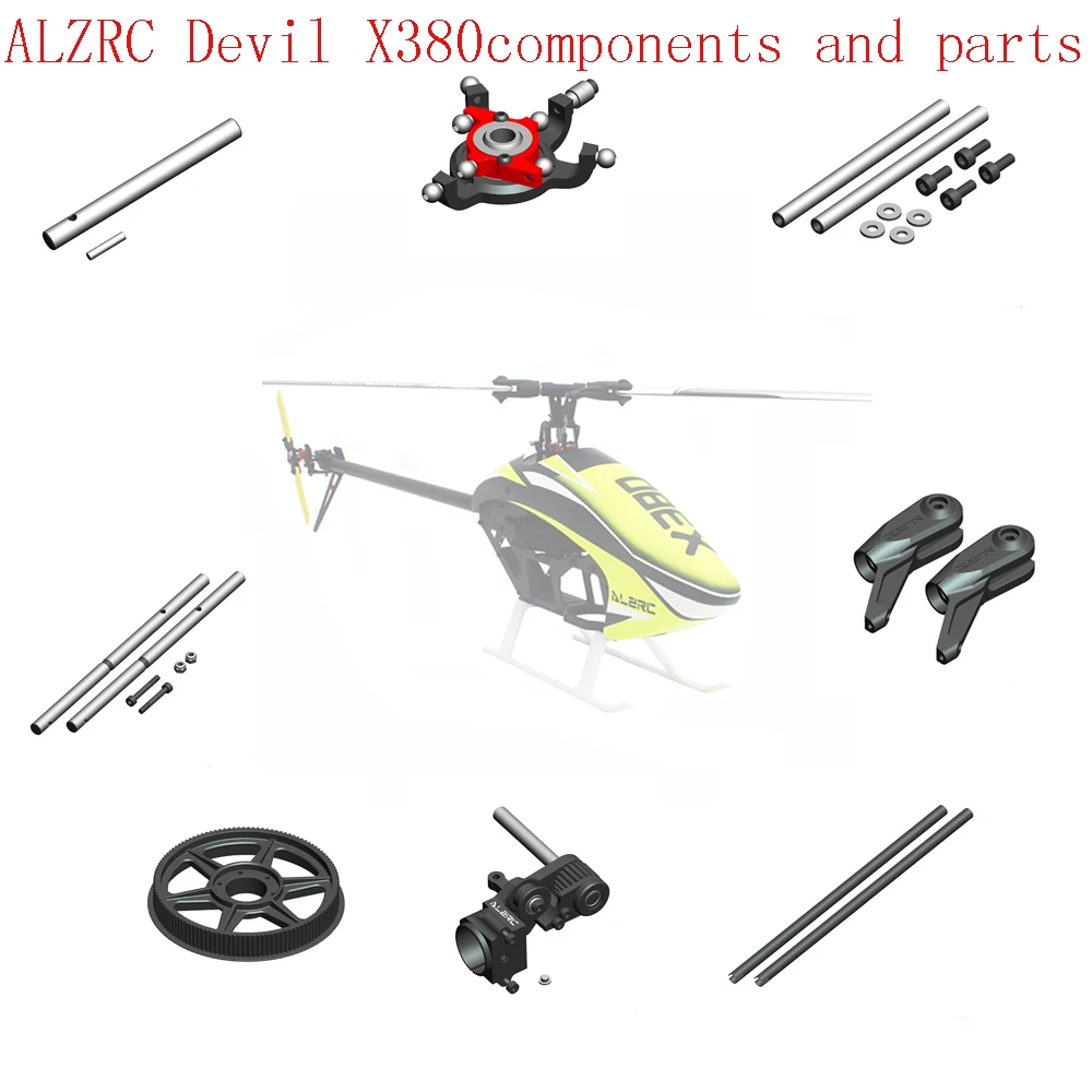 ALZRC Devil X380 FBL 6CH 3D Flybarless RC Helicopter Reply Parts Swashplate Main Shaft Main Rotor Tail Boom