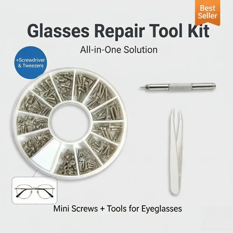 1 Set Mini-Präzisionsschraubendreher-Set zur Reparatur von Brillen, inklusive Schrauben und weichen Nasenpads für Lesebrillen. – Detail 6