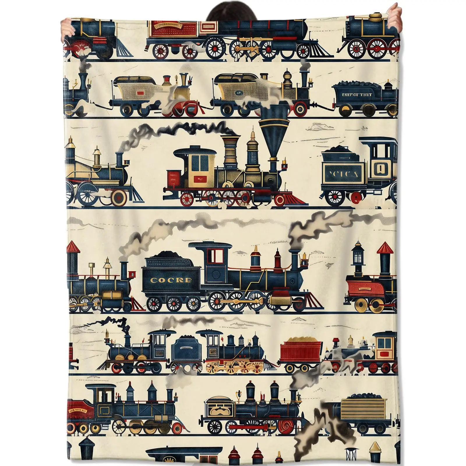 Flannel Blanket Steam Train Pattern Personalized Blanket Digital Printing Blanket Manufacturer Wholesale Gift Gift