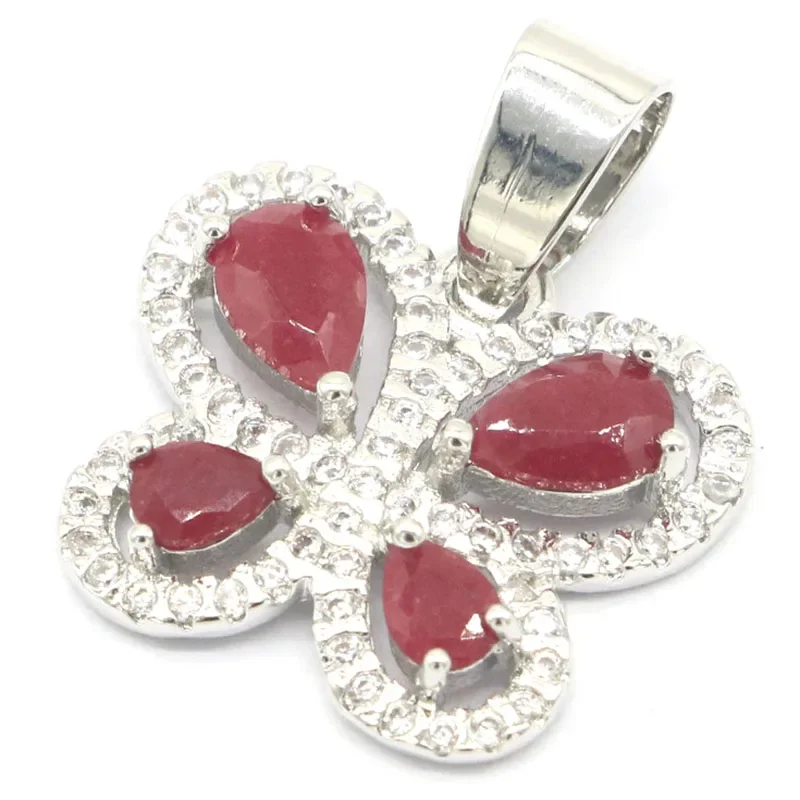 Buy 3 Get 1 Free 2.4g 925 SOLID STERLING SILVER PENDANT Butterfly Shape Golden Citrine White Sapphire Real Emerald Red Ruby