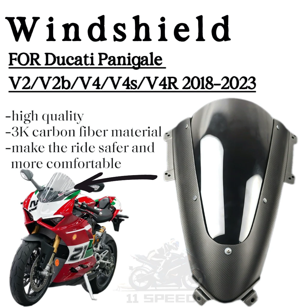 Windshield with Enhanced Sporting FOR Ducati Panigale V2/V2b/V4/V4s/V4R 2018-2023 Carbon Fiber 3k Dry Carbon WindScreen