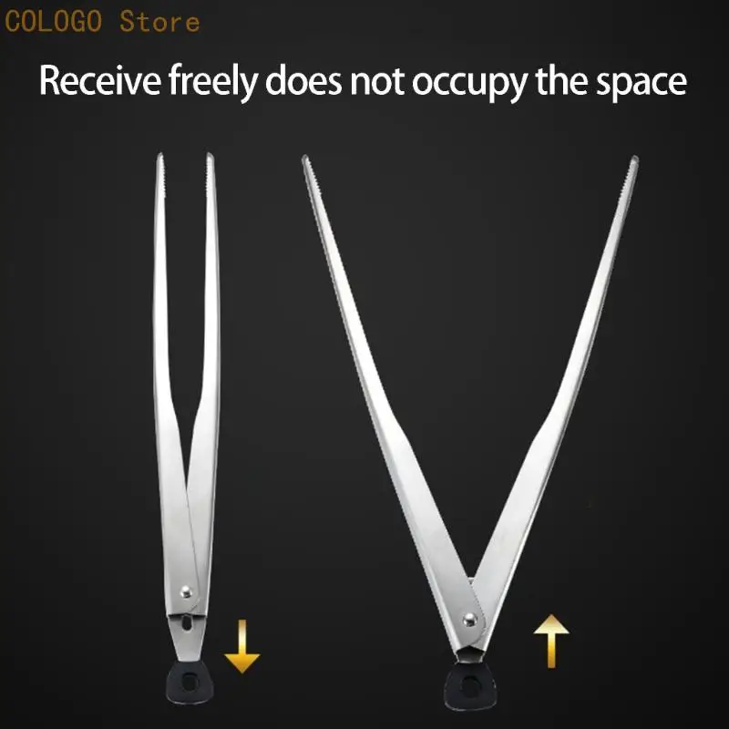 Stainless Steel Kitchen Tongs With Comfortable Handle Locking Adjustable Jaw For Gripping And Serving Various D0LD