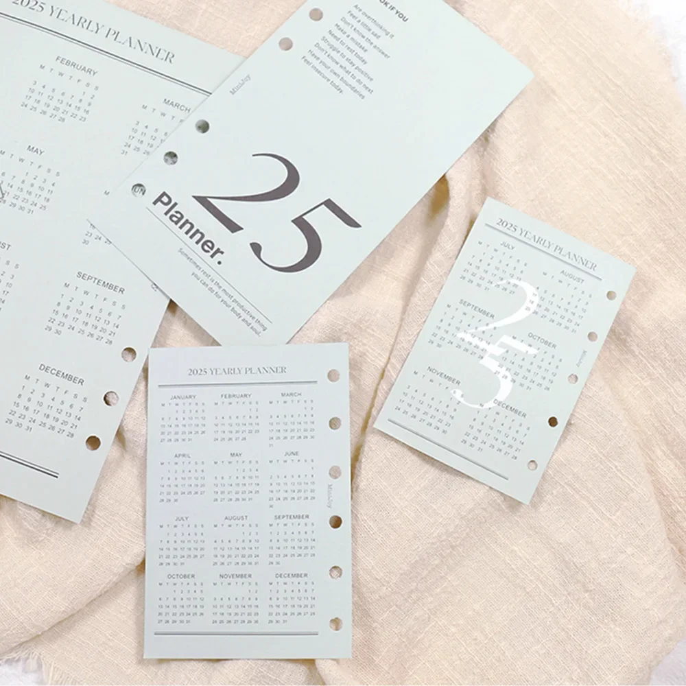 Fromthenon 6 Holes A5 A6 A7 M5 Loose-leaf Notebook Plannar Journal 2025 Calendar Card Accessories Office Stationery Supplies