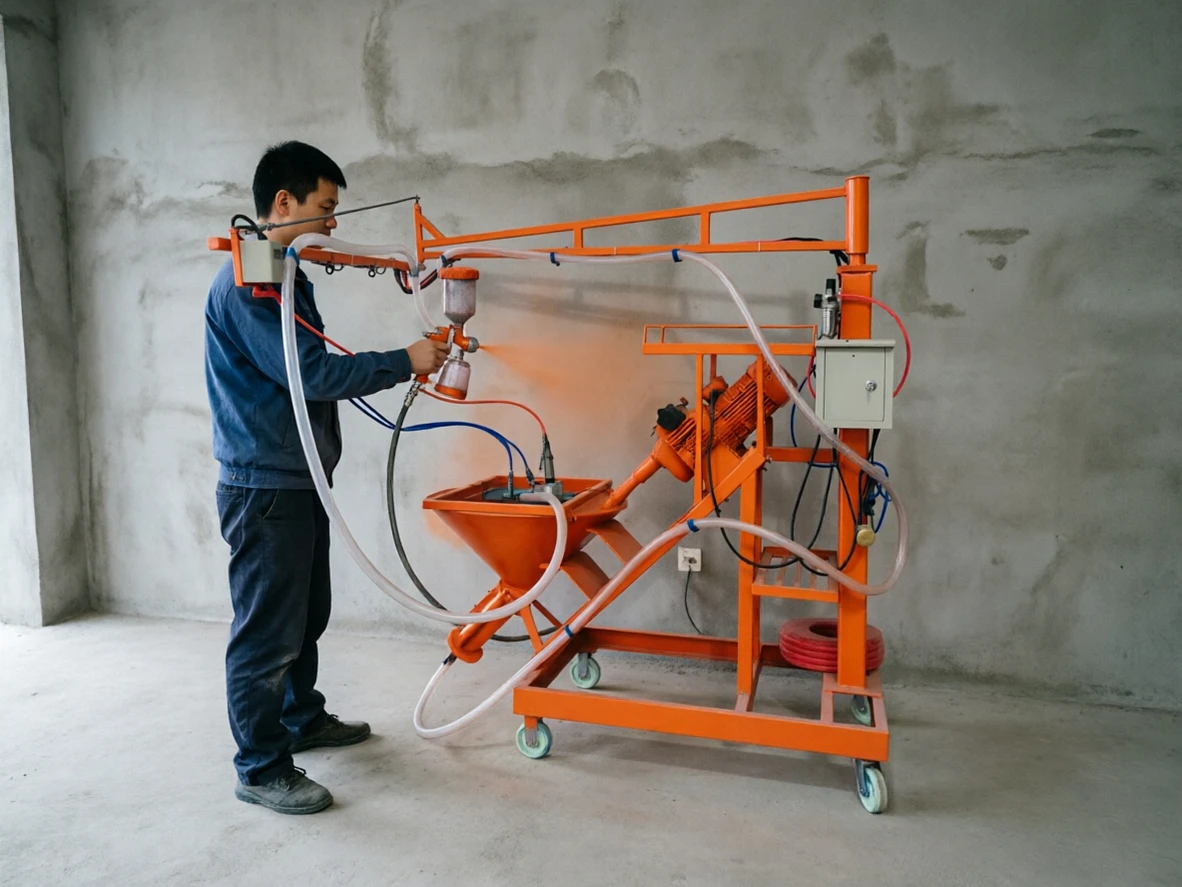 New Fiberglass Mortar Sprayer Pneumatic Power Uniform Fiber Distribution Exterior Wall Decoration GRC Spraying Equipment