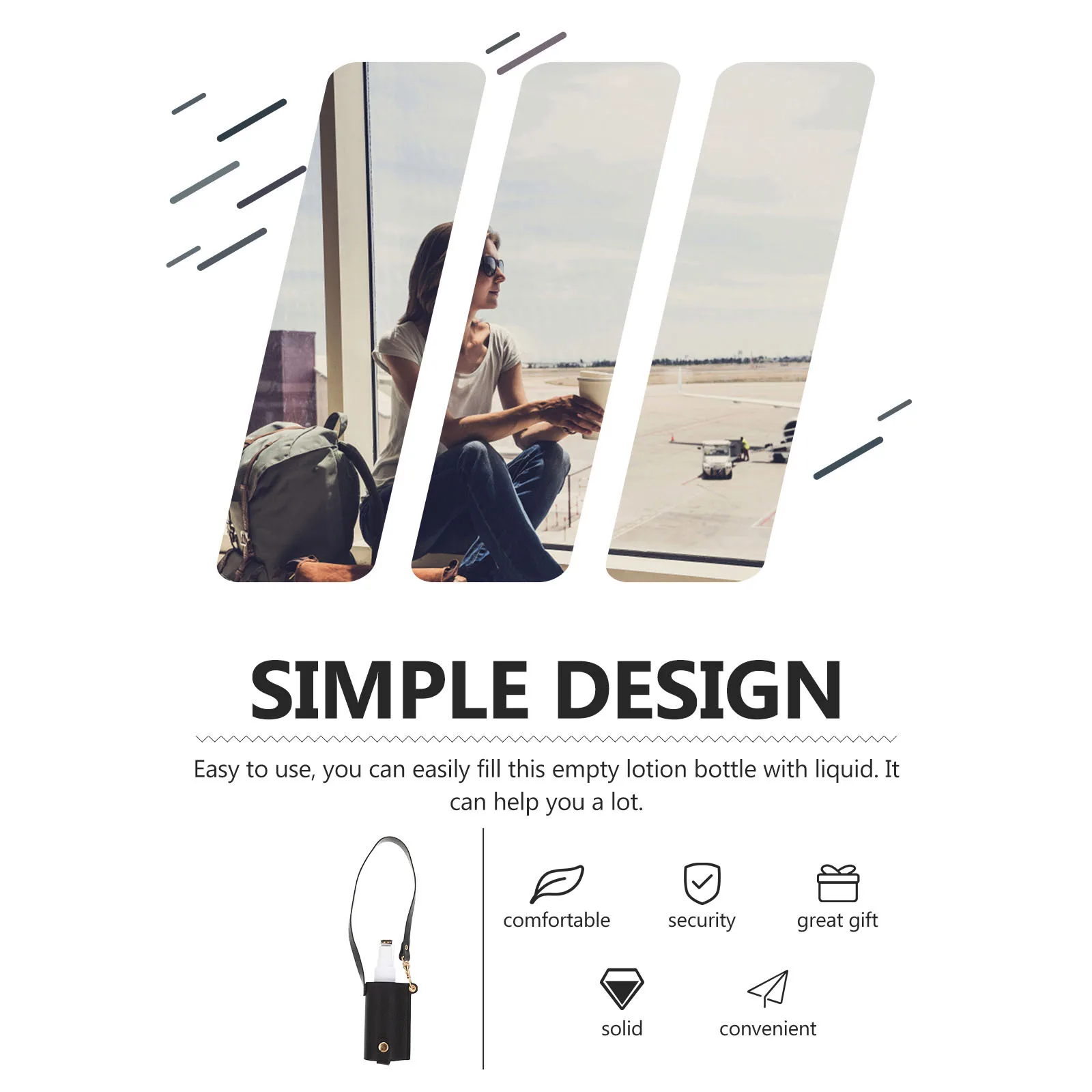 Handige hangende lotionfles PU-hoesontwerp Gemakkelijk te vullen en te dragen Ideaal voor vriendinnen als cadeau Handhouder voor rugzak