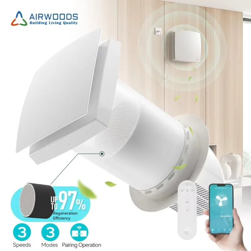 Airwoods ERV Wall Mounted Energy Recovery Ventilation Mechanical Ventilation With Ductless Installation