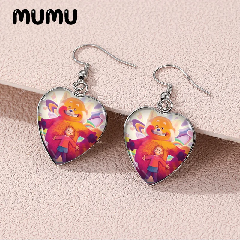 2024 New Turning Red Dangle Earring Heart Shaped Earrings Handmade Glass Dome Jewelry Gifts Fans