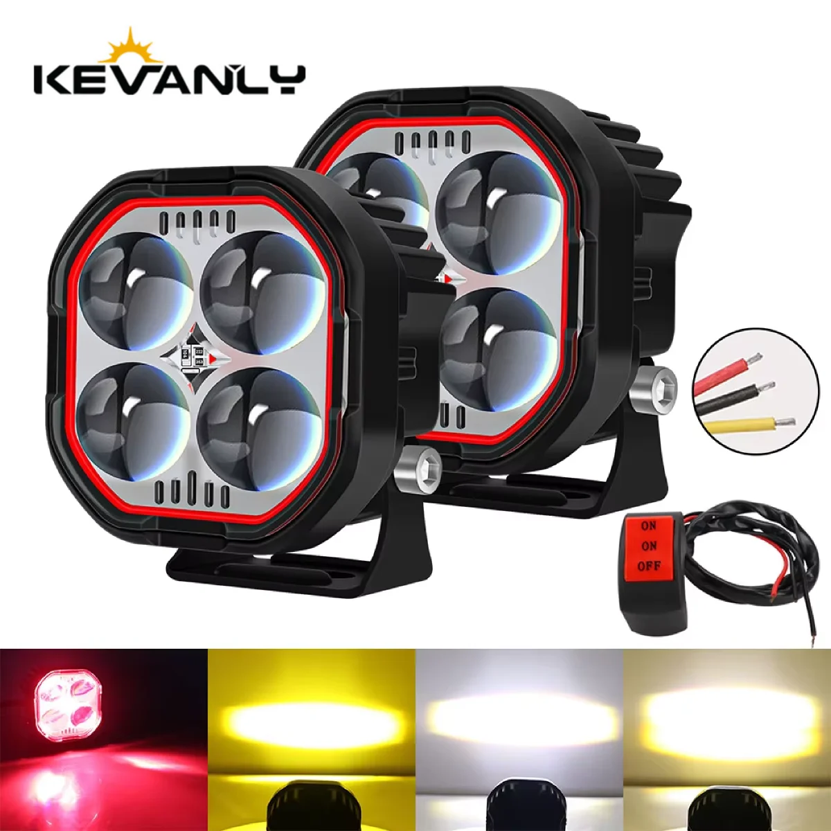 2pcs drl Driving lights Motorcycle Led Headlamps Laser lens spotlight Flasher moto Fog lamp Car work lights High low beam lights