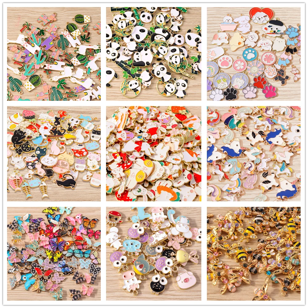 

Tusember 10pcs Mix Animal Pendants Bee Rabbit Cat Panda Dog Charms for Jewelry Making Earrings Necklaces DIY Bracelets Craft