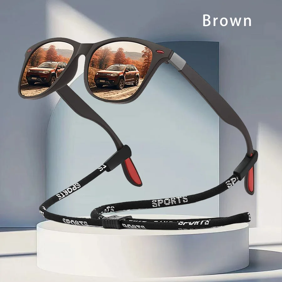Modische Vintage Quadratische Sonnenbrille für Männer und Frauen, zum Fahren, Angeln, Wandern, Farbenfrohe Trendige Leichte Outdoor-Schutzbrille – Detail 3
