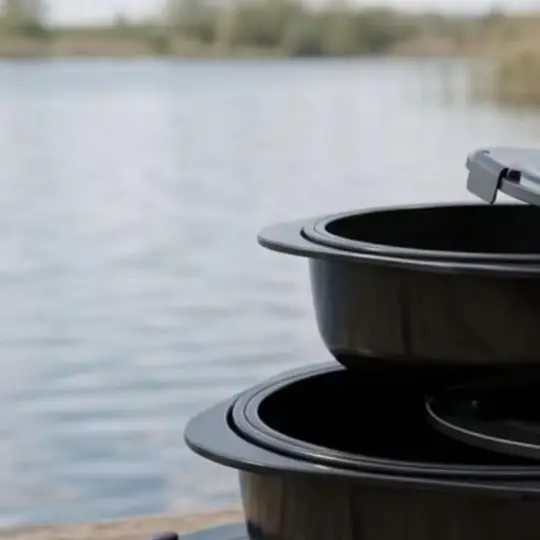 3 Piece Fishing Bait Mixing Bowl Set With Lid Deep Non-Stick Container Stackable Bassins For Carp Coarse Pike Fishing Tackle