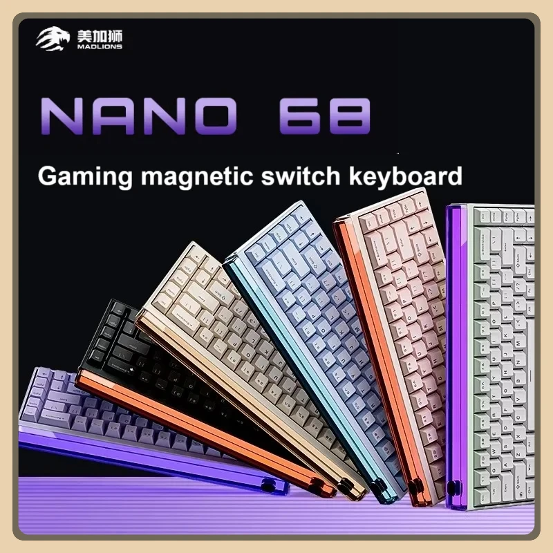 

Madlions NANO 68/68 PRO Magnetic Axis Keyboard Esports Gaming Keyboard TTC Axis Type-C RGB 8000HZ Adjustable 0 Dead Zone RT 0.01