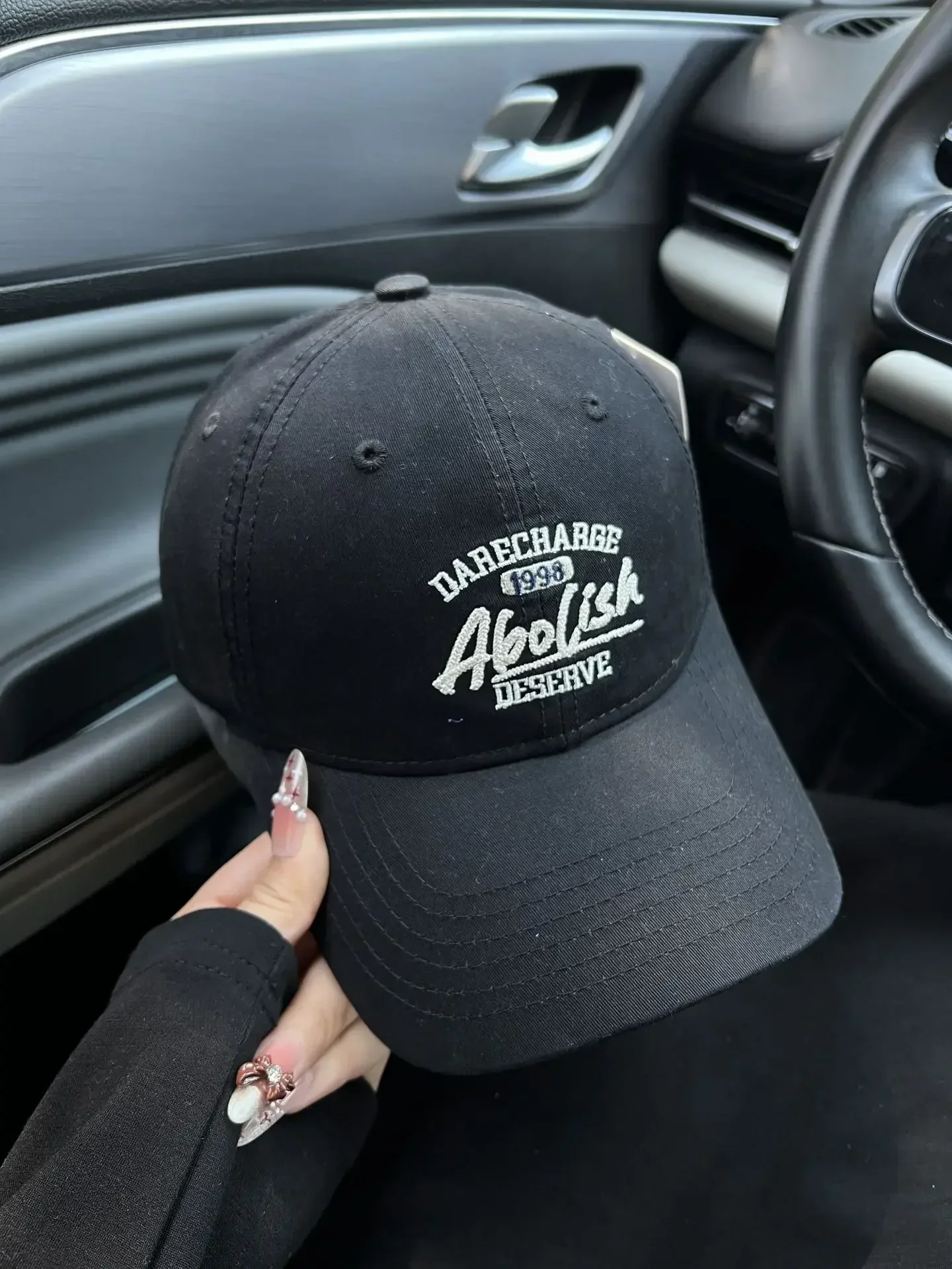 1 unisex brushed thick letter abolish embroidered fashionable baseball cap