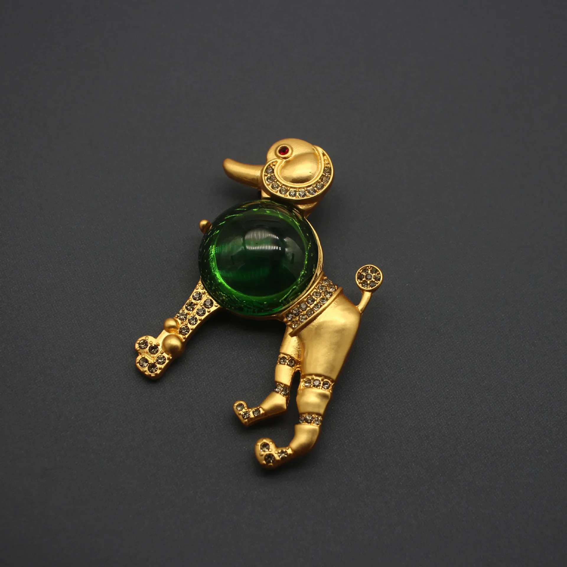 Second-hand Jewelry Copper Alloy Mist Gold Jelly Glass Cute Dog Clothing Accessories Brooch
