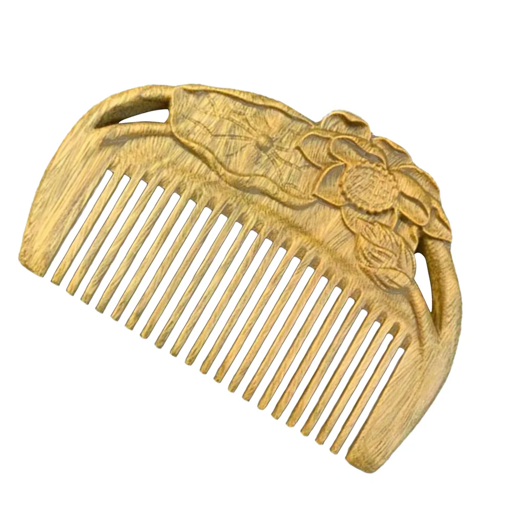 

Hair Pins Comb Lotus Sandalwood Wooden Massage Carving Pattern Scalp Combs Travel