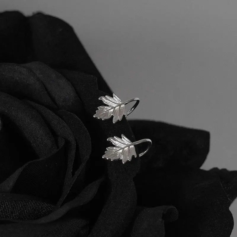 100% 925 Sterling Silver Plant Earrings for Women Girl Simple Vintage Maple Leaf Design Jewelry Birthday Gift Dropshipping