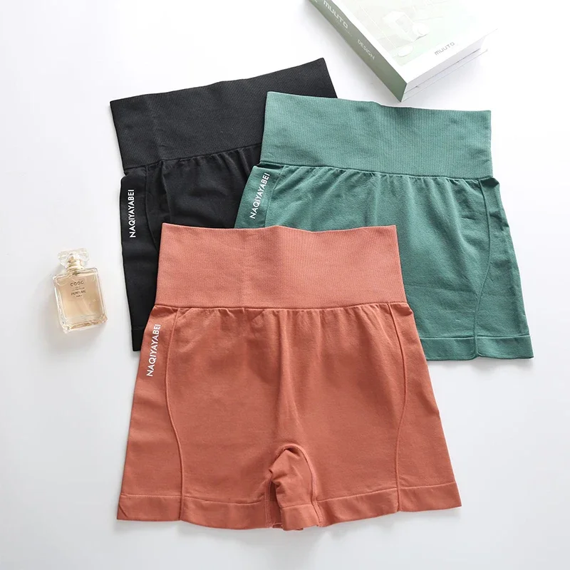 Shorts esportivos femininos sem costura de cintura alta, leggings casuais femininos, monocromáticos, magros, fitness, push up, ginásio, novo
