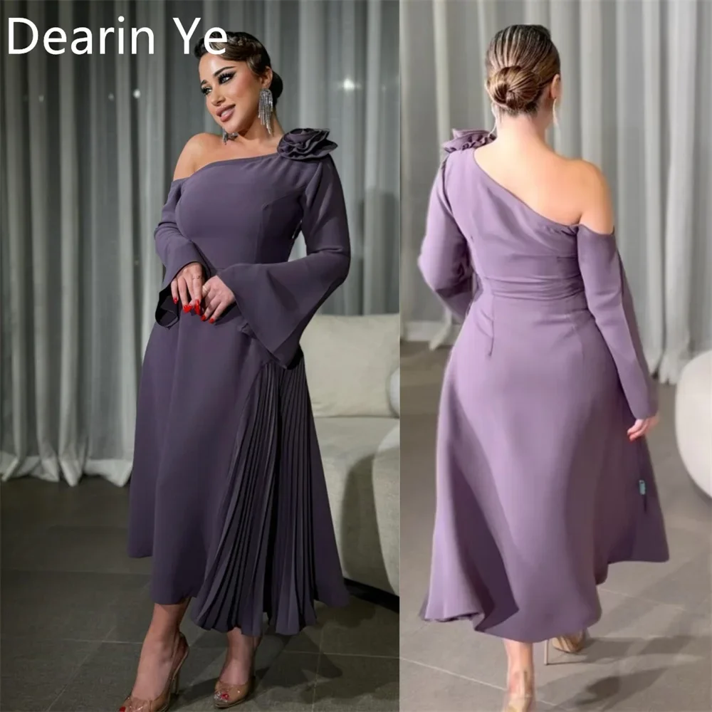 Customized Formal Dress Dearin One-shoulder A-line Ankle Length Skirts 3D Rose Flower Bespoke Occasion Dresses Saudi Arabia Prom