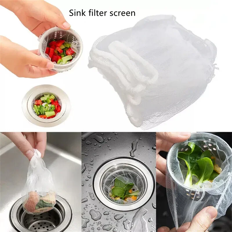 30/100PC Sink Filter Screen Elastic Band Opening Disposable Household Kitchen Sewage Anti Blocking Garbage Filtration Kitchen