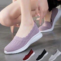 Womens Casual Mesh Breathable and Antiskid Elastic Sweat Absorbing and Deodorizing Sports Shoes Fitness Walking Running Shoes